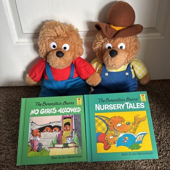 Vintage The Berenstain Bears Plush Stuffed And Books Bundle Papa Brother - Picture 2 of 10